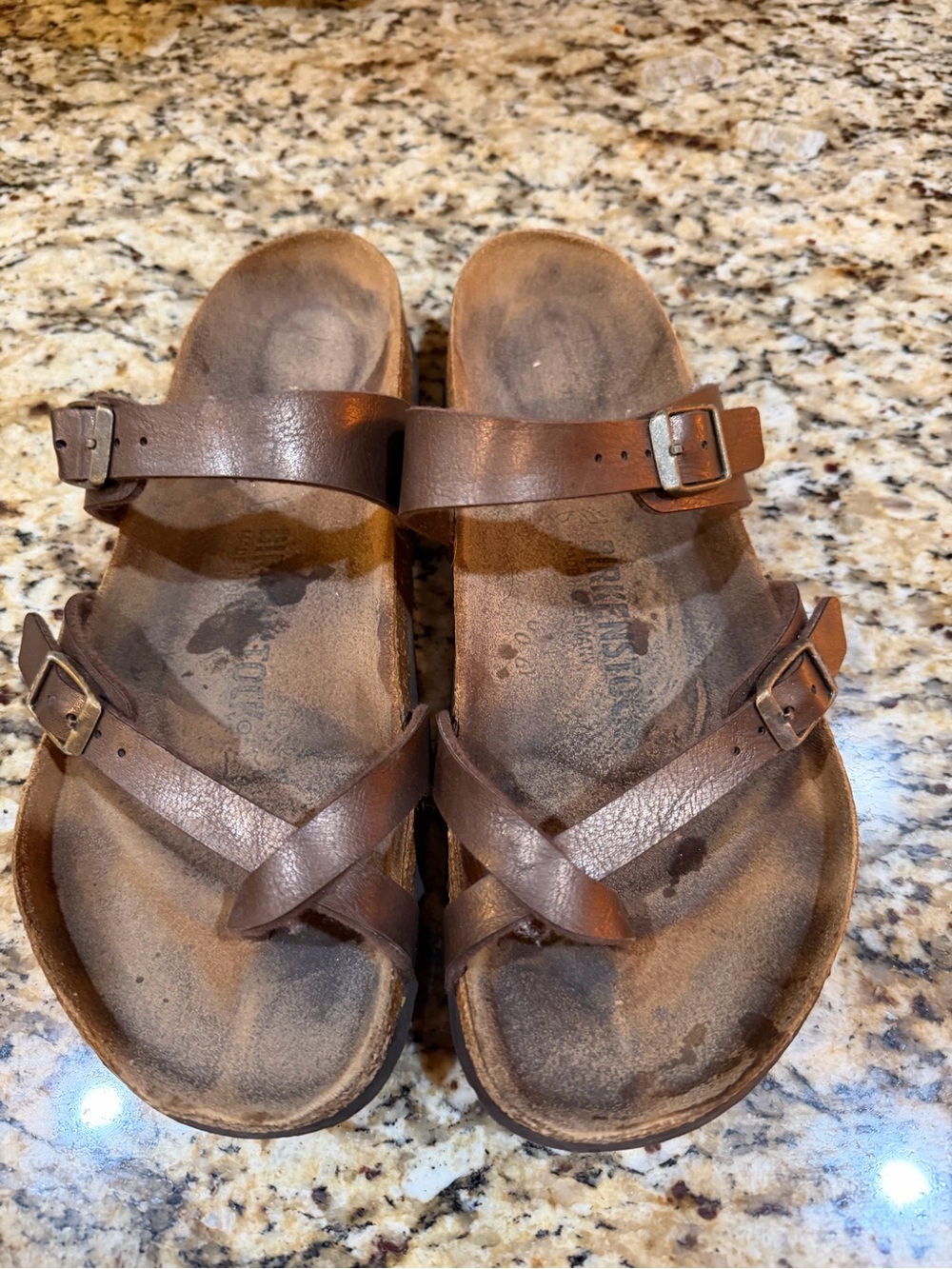 Birkenstock Mayari Bronzy/Brown women’s  Suede Slide Sandals size 40